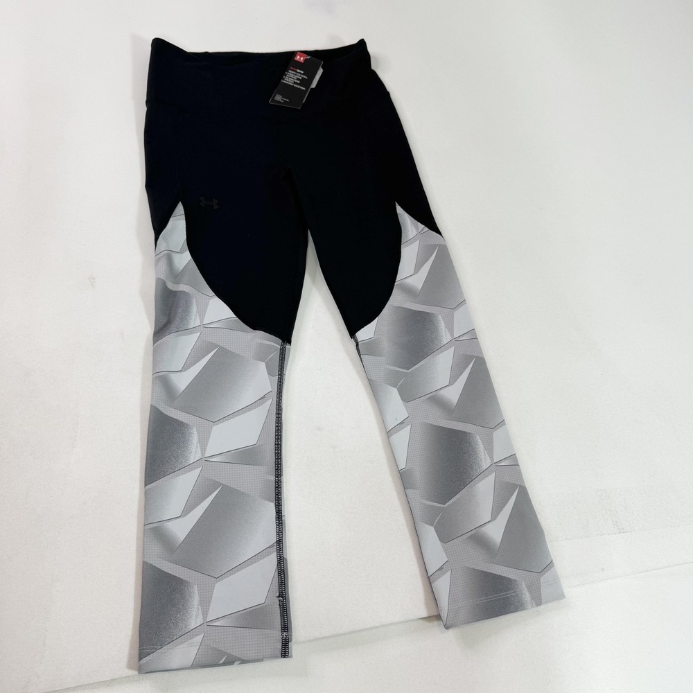 Under Armour Leggings Womens Small Black HeatGear Compression Crop Geometric